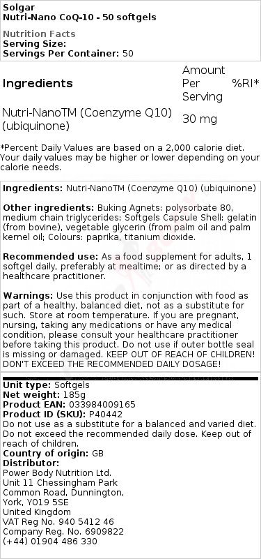 Nutri-Nano CoQ-10 - 50 softgels