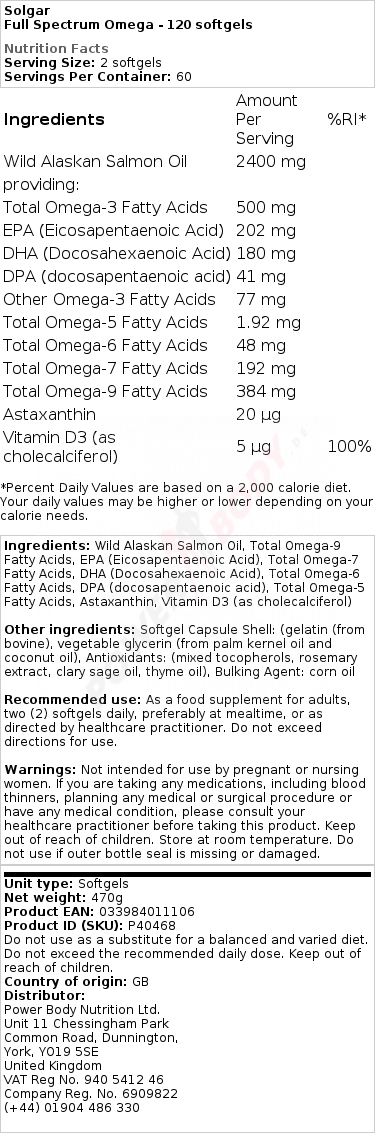 Full Spectrum Omega - 120 softgels